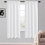KGORGE 63 inch Curtains 2 Panel Set, Privacy Light Filtering Drapes Thermal Insulation Noise Reducing Curtains for Kids Room Living Room Closet Cover, W52 x L63 inches, White, 2 Panels