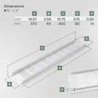 Vent Systems 15.75 x 3.15 Inch (Outer Size) - Pack of 2 - Rectangular Door Vent - White Aluminum Vent Cover, Toe Kick Vent Cover - HVAC for Home, Cabinet Vent - Intake/Exhaust Door Return Air Vent