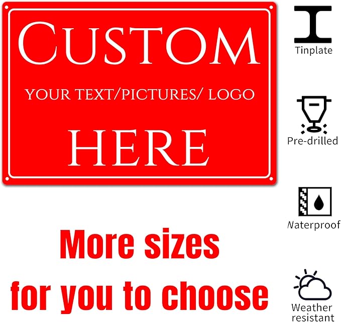 Custom Sign, Custom Delivery ，Aluminum Weatherproof Metal Sign Multiple Sizes, Customize for Office, Business, Workplace, office, Home, Delivery (14 * 10Inch)