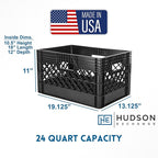 Hudson Exchange 19 x 13 x 11" (24 Quart, 3 Pack) Mesh Commercial Grade Milk Crate Handled Storage Container Tote, Black