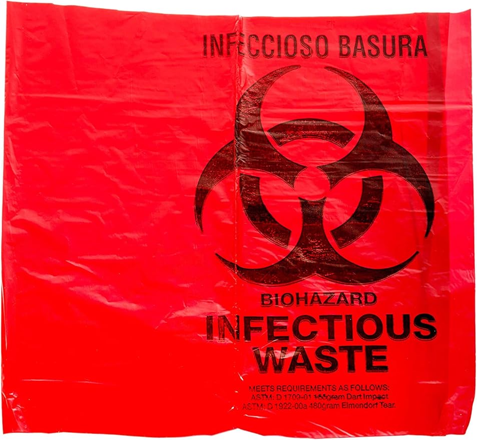 Oakridge OSHA Approved Biohazard Safety Bags (25 Gallon) (50 Bags) - Professional Grade