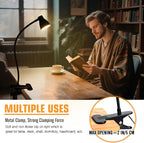 Clamp Desk Lamp, Clip on Reading Light, 3000K-6500K Adjustable Color Temperature, Multiple Illumination Modes, CRI>90, 6Watts (Adapter Not Included)