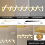 Modern Design Dimmable Desk Linear Pendant Light, with Remote Control Dimmable 3 Color Mode & Brightness Ceiling Lamp, Anti-Flicker Dining Light Fixture for Kitchen（47IN，Gold）