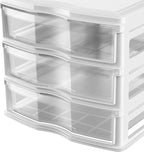 Life Story 3 Drawer Stackable Shelf Organizer Plastic Storage Drawers for Bathroom Storage, Make Up, Or Pantry Organization, White (2 Pack)