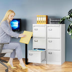 3 Drawer File Cabinet with Lock, Metal Filing Cabinets for Home Office, Vertical White Locking File Caninet, Steel Narrow Three Drawer File Cabnet for Letter/Legal / A4 / B4- Assembly Required