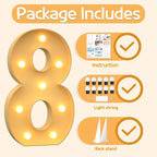 Marquee Numbers 3 Feet Tall Large Light Up Numbers 8th 18th 80th Birthday Decorations Big Yellow Light Outdoor Anniversary Decorations Balloon Arch Kit Party Backdrop 8