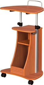 Adjustable Height Laptop Cart With Storage. Color: Woodgrain