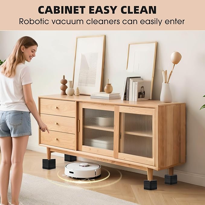 Furniture Risers Bed Risers - Rectangular Adjustable Block Riser for Raising 1.5-3 in. & 4.3 in. Beds, Tables, Sofas, Refrigerators, Washers - Up to 4,000 Pounds (Black, Two Layers 3inches)