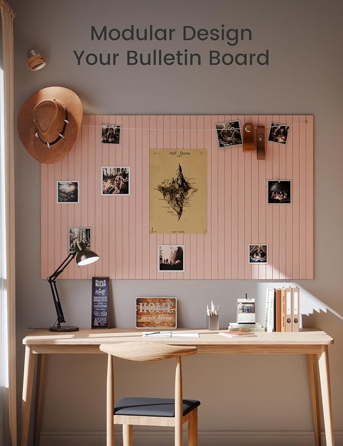 Large Felt Bulletin Board 36" x 24" Cork Board Alternative-6 Pack with 40 Safe Removable Adhesive Tabs, Cork Boards for Walls Cork Board for Home Office Classroom Pin Board (Pink)