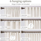 NICETOWN Natural Linen Cream Curtains for Bedroom, Pleat Tab Privacy Added Curtains & Drapes with Light Filtering Window Treatments for Living Room/Farmhouse, W52 x L95, 2 Panels