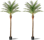 Artificial Phoenix Palm Tree 9ft Tall 2 Set – Fake Large Tropical Tree with 21 Adjustable Leaves, Outdoor Indoor Faux Sago Palm Plant for Living Room Patio Poolside Yard Decor (2, 9ft)