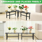 2 Pack Metal Plant Stand Outdoor Plant Shelf Indoor,1 Tier Heavy Duty Plant Stands for Multiple Plants,26" L x 10.12" H x 8.75" W,Black