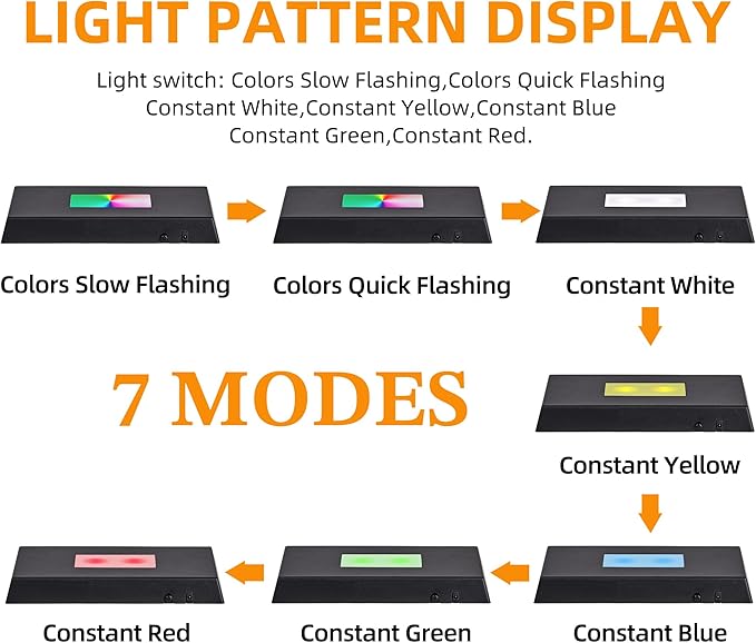 EUSTUMA LED Light Base Rectangle Display Stand In A Variety of Colors,Lighted Up Stand Color Changing Small LED for 3D Glass Crystal Art,Holiday Party Decoration. (Black, Large)