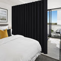 Hiasan Privacy Room Divider Patio Sliding Door Curtain Extra Wide Blackout Thermal Insulated Curtains with Back Tab & Rod Pocket for Bedroom Partition Living Room (120 x 84 Inches, Black)