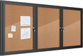 Mifuro 70"x34" Enclosed Bulletin Board, Outdoor Lockable Weather-Resistant Aluminum Cork Noticeboard for School & Office, Black Frame w/Cork