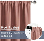 JIUZHEN Blackout Curtains for Bedroom - 60 Inch Extra Wide Thermal Insulated Room Darkening Privacy Soundproof Curtains for Living Room/Dorm Room, Set of 2 Panels, 70 x 84 inches,Dusty Rose