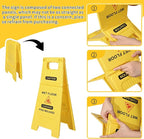 Side Press Wringer Combo Commercial Mop Bucket on Wheels, 35 Quart,Yellow, Including Wet Floor Caution Sign（24Inch） and One Industrail Mop