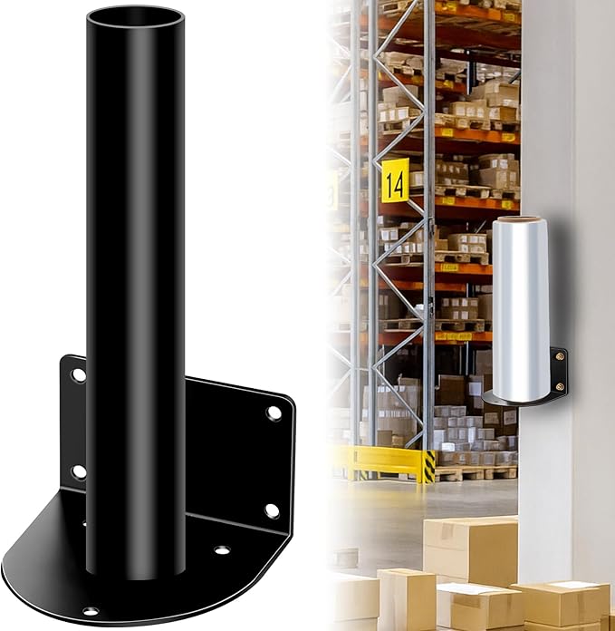 Wall Mountable Stretch Film Roll Stand, Fits up to 20" Stretch Film, Shrink Wrap Dispenser Holder Bracket with 7 Screws for Industry Manufacturing Logistics Retail, Shrink Wrap Not Included