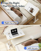 FLEXISPOT H7 PRO Mobile Standing Desk Adjustable Overbed Table Pneumatic with Wheels 90°Tiltable Portable Laptop Desk Rolling Computer Cart Foldable Bedside Table(27.6" W x 15.7" D, White)