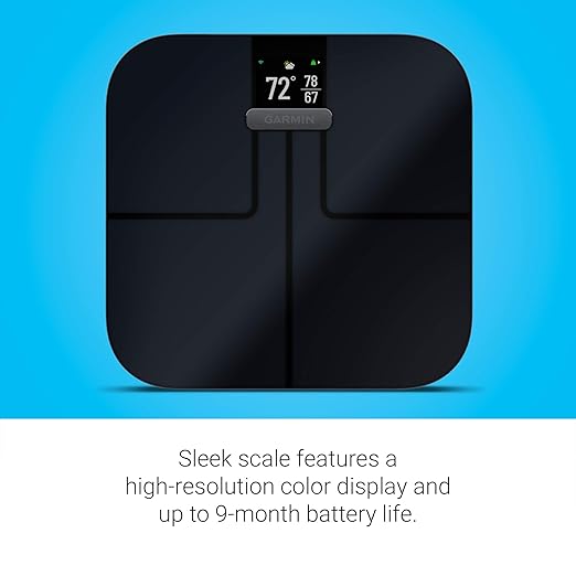 Garmin Index S2, Smart Scale with Wireless Connectivity, Measure Body Fat, Muscle, Bone Mass, Body Water% and More, Black (010-02294-02)