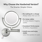 GURUN Wall Mounted Hardwired Makeup Mirror with 3 Dimmable LED Lights 10x Magnifying Mirror for Bathroom Touch Control 13" Extendable Arm Direct Wire Brushed Nickel M1809DN (10x,Nickel)