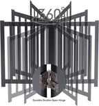 LZRS 6-Panel Extra-Wide Freestanding Wooden Dog Gate Indoor – 24”High Foldable Safety Pet Barrier for Doorways, Hallways, Kitchens, and Long Staircases, Durable Design fit Small to Medium Dogs, Black