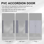 72" x 80" Accordion Doors Interior Folding Door, Grey PVC Accordion Door for Opening Width: 61"-72", Adjustable Height & Width, Two Strong Magnetic Blocks for Close Tightly, Protect Privacy