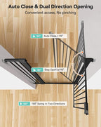 COMOMY 42" Extra Tall Baby Gate for Stairs Doorways, Fits Openings 29.5" to 40.6" Wide, Auto Close Sturdy Safety Dog Gate for House, Pressure Mounted Easy Walk Through Pet Gate with Door, Black