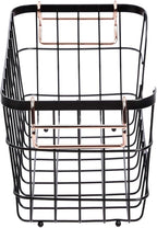 Amazon Basics Stackable Metal Wire Rectangular Storage Basket Set for Kitchen or Bathroom, 2 Count, Black