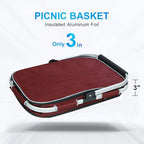 LIQING 35L Large Picnic Basket 2 Layers of Internal Pockets Leak-Proof and Insulated ，Folding with Internal Support for enhansed Stability, Wedding Gifts for Couple(Wine red)