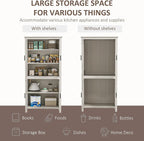 HOMCOM 64" Kitchen Pantry Cabinet, Freestanding Storage Cabinet with 4 Doors and 3 Adjustable Shelves for Dining Room, Antique White