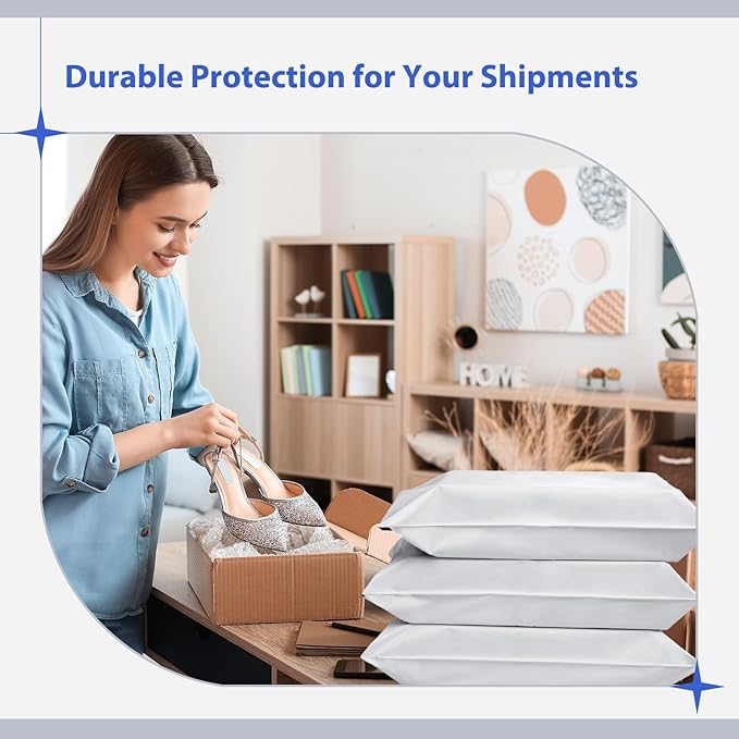 Fuxury 25 Pcs Poly Mailers 17.7 x 22", XL Shipping Bags for Clothing, Strong Adhesive Shipping Mailing Envelopes,Large Self-Sealing Polymailer for Small Business White #10