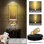 LED Spotlight, Battery Powered Spot Lights with Remote, Tree Up Lights Indoor, Dimmable Plants Spotlights, Picture Light for Wall Art Display Dartboard Painting Artwork Accent-2Pack