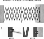 Expandable Barricade Gate,200" Metal Safety Barrier Gate with Casters,Accordion Garden Yard Outdoor Indoor Fence Folding Security Dog Gates Wall Mount,Black