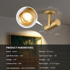 12W LED Gold Dimmable Zoomable Ceiling Spotlight Indoor – Adjustable Surface Mount Accent Light for Corridor, Living Room, Plants & Painting | Warm White 3000K CRI 97, Flicker-Free, 4 Packs