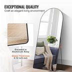VEVOR Full Length Mirror, 71'' x 32'' Large Black Arched Floor Mirror with Stand Aluminum Alloy Frame, Free Leaning Hanging Wall Mounted, Full Body Mirror for Bedroom Living Room