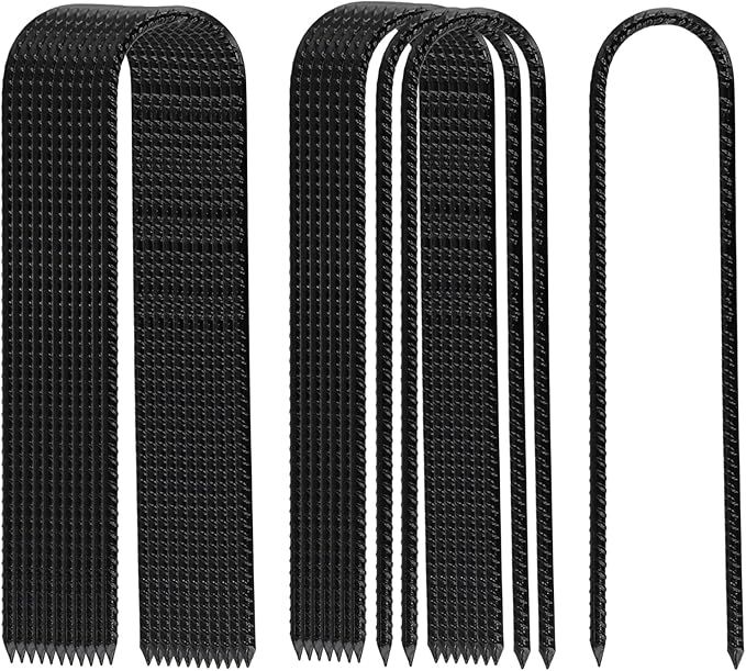 U Shaped Trampoline Stakes, Black Steel, 12 Inch, 20 Pack, Ground Anchors for Tents, Position Kits, Fences