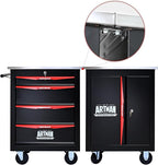4 Drawer Rolling Tool Chest with Locker, 22.2" D Metal Movable Lockable Tool Cart Box Multi-Functional Hardware Storage Cabinet Box for Warehouse Basement Home Pantry Garage