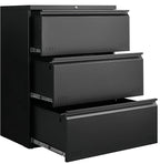 Lateral 3 Drawer File Cabient with Lock, Metal Filing Cabinets for Home Office, Heavty Duty Office Storage Cabinet for A4/Letter/Legal (Matte Black)