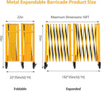 16FT Industrial Expandable Barricade Folding Security Gate with Wheels,Retractable Driveway Gate with Aluminum Fence and 270 Degrees Direction Adjustment(Yellow, 16FT)