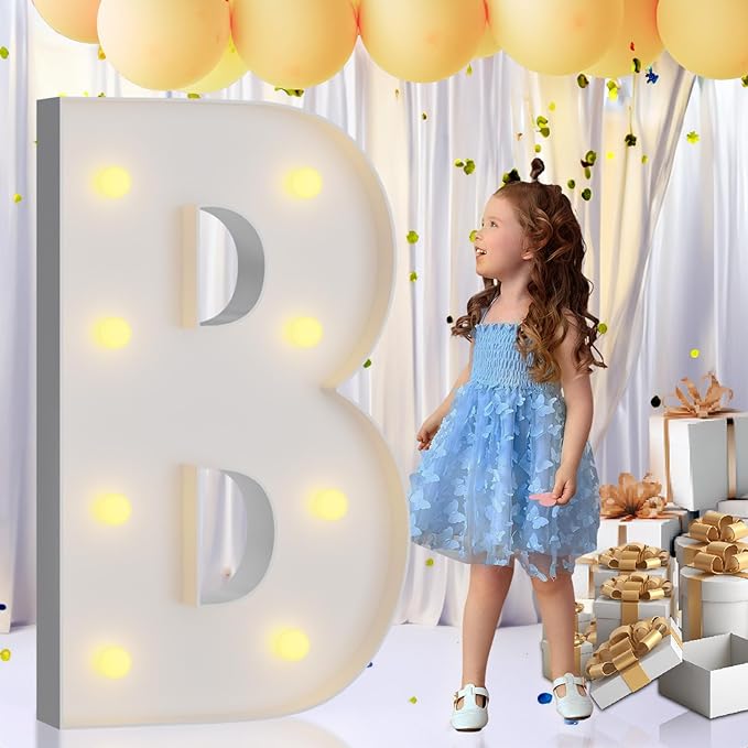 imprsv 3FT Marquee Letters, Mosaic Light Up Letters for Birthday Baby Shower Wedding Engagement Party Backdrop Decor, Large Marquee B for Party Decorations