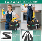Wearable Cleaning Caddy Bag for Cleaning Supplies, Large Capacity Cleaning Organizer Tote Bag Kitchen Cleaning Supplies Storage Bag for Cleaners Housekeepers (Black)