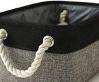 TheWarmHome Storage Basket for Organizing - 12x8x5.2 inch Small 6 Pack Collapsible Storage Bin for Shelves with Rope, Fabric Storage Cubes for Cloth Gift Toy Decorative Organizer (Black & Grey)