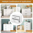 POWERSTONE 2 Drawers Storage Cabinets, Wooden Dresser Organizer, Under Desk Storage for Living Room, Bedroom, Home Office, White