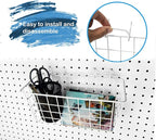 G.CORE 2 Pack Pegboard Baskets, Metal Shelves Hooks to 1/8" 1/4" Peg Boards, Peg Board Baskets Bins Set - Organize Tools Workbench Accessories Garage Storage Wall Mount Organizer Attachments (Medium)