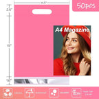 JinRuiKJ Poly Mailers with Handle 14.5x19 Inch 50 Pcs, Self Sealing Shipping Bags for Clothing, Easy to Carry Packaging Bags for Small Business - Pure Pink