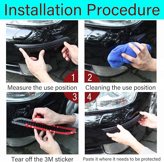 Anti-Collision Patch Car Bumper Guard Strip Anti-Scratch Bumper Protector Trim Universal Rear Bumper Protector Car Door Edge Guards Car Side Door Edge Guards Protector (Black-4Pack)