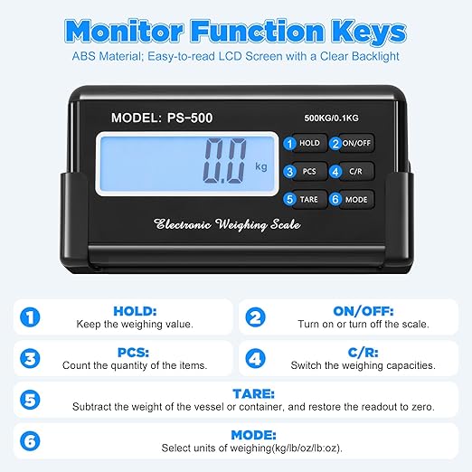 Dog Scale,1100Lbs Digital Livestock Scale,Large Pet Vet Scale,Stainless Steel Platform Electronic Postal Shipping Scale for Heavy Duty Large Hog Sheep Goat Pig Sheep 500 KG