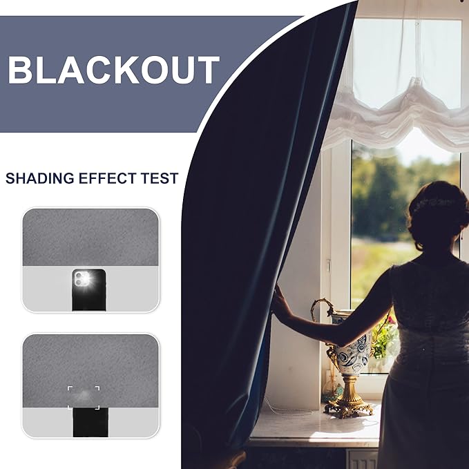JIUZHEN Blackout Curtains for Bedroom - Thermal Insulated Room Darkening Rod Pocket Curtains for Living Room, Set of 2 Panels with Tiebacks, 60 x 72 Inch Length, Light Grey