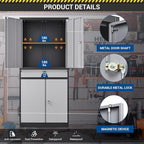71" Metal Cabinet-Black&Gray Heavy Duty Storage File Cabinet Steel Tool Cabinets with Shelves, Lockable Doors and Drawers- for Garage, Pantry, Warehouse - Assembly Required